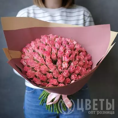 101 Розовая Роза Кения 35-40 см №1