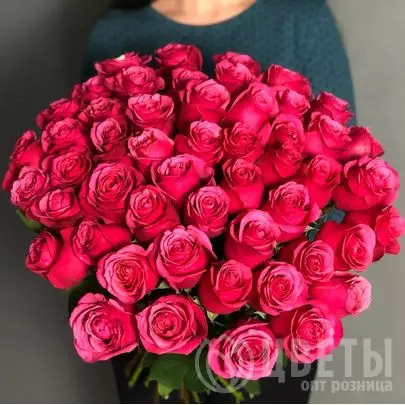 51 розовая роза 50 см в упаковке №1