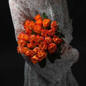 25 оранжевых роз Кения Премиум 40 см