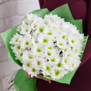 9 белых кустовых хризантем