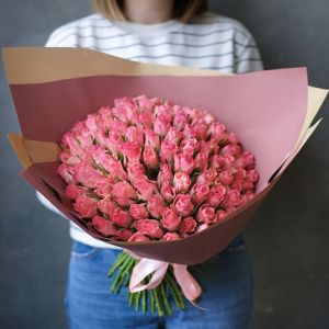 101 Розовая Роза Кения 35-40 см