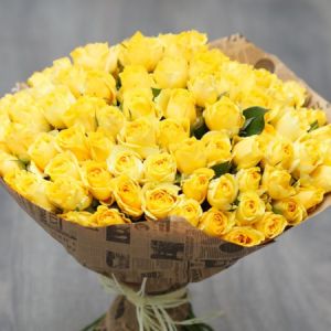 75 желтых роз Кения 35-40 см