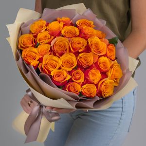 25 Оранжевых Роз (40 см.) в упаковке