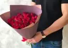 25 красных роз Кении 40 см в упаковке small №2