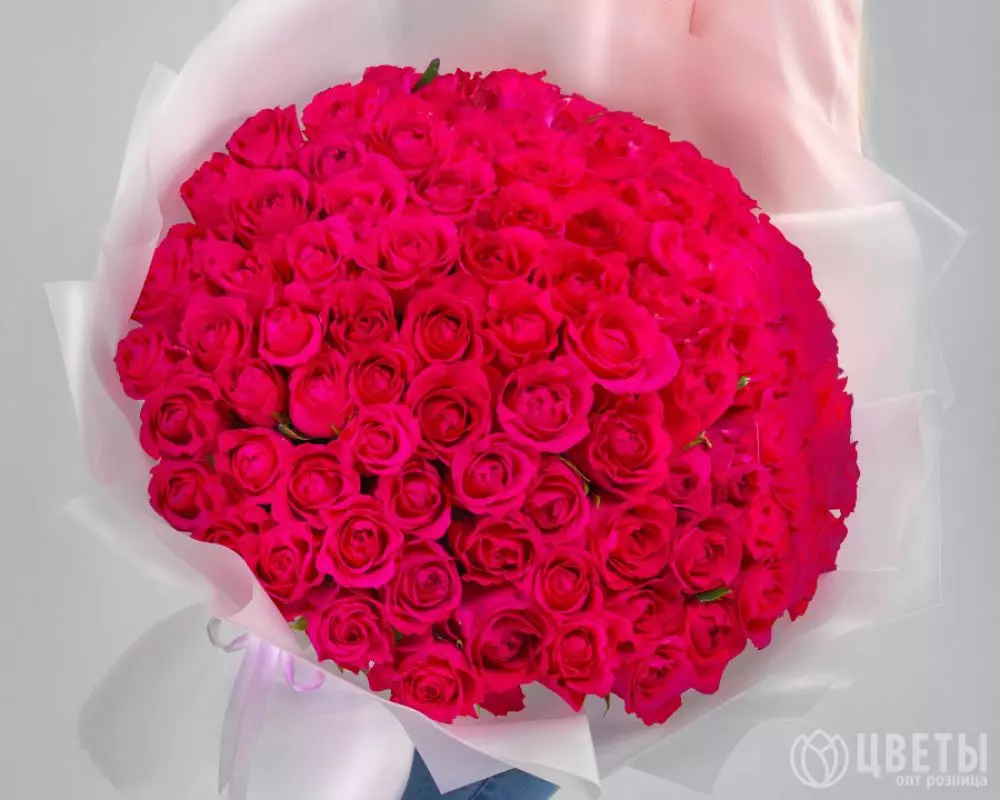  101 Малиновая Роза (50 см.) в упаковке №1