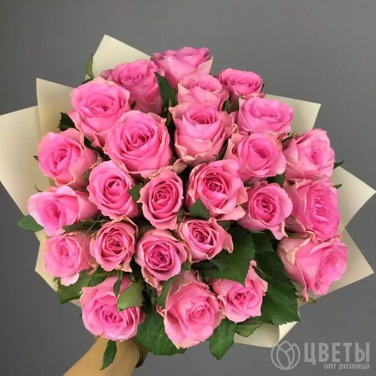 27 розовых роз Кении 40 см в упаковке №1