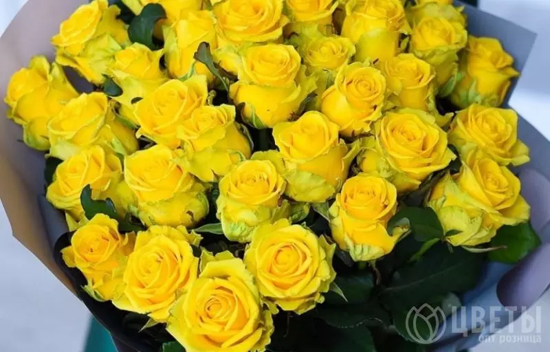 35 желтых роз Эквадор 60 см в упаковке №1