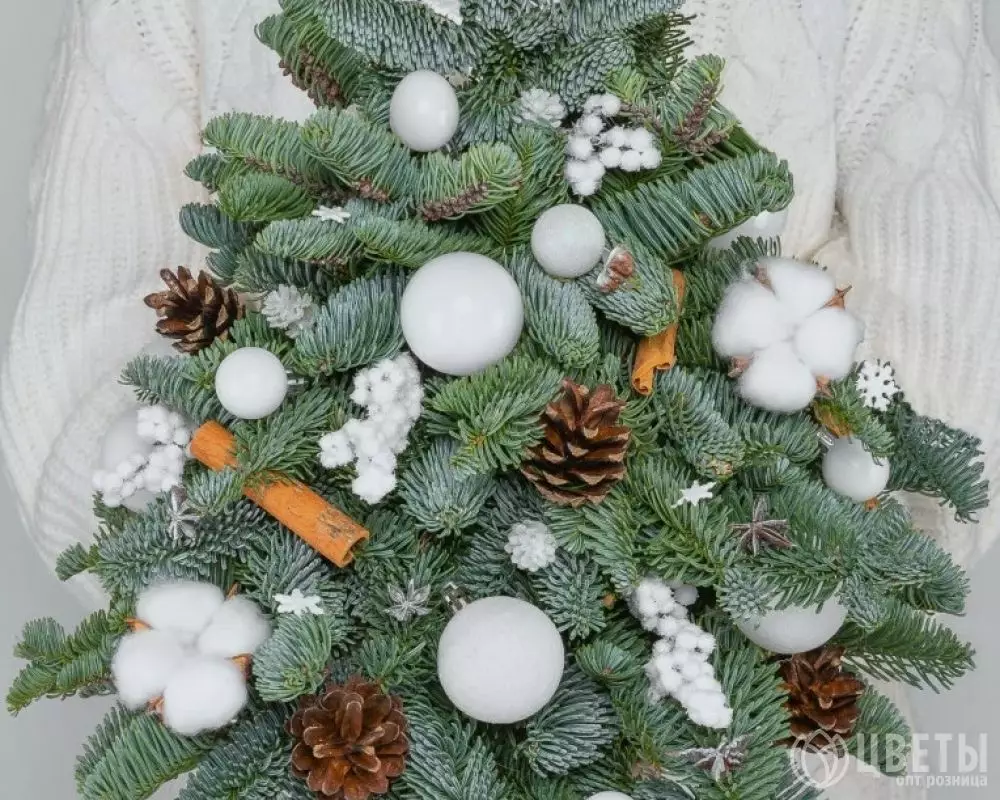Новогодняя ёлка белая (35 см.) №1