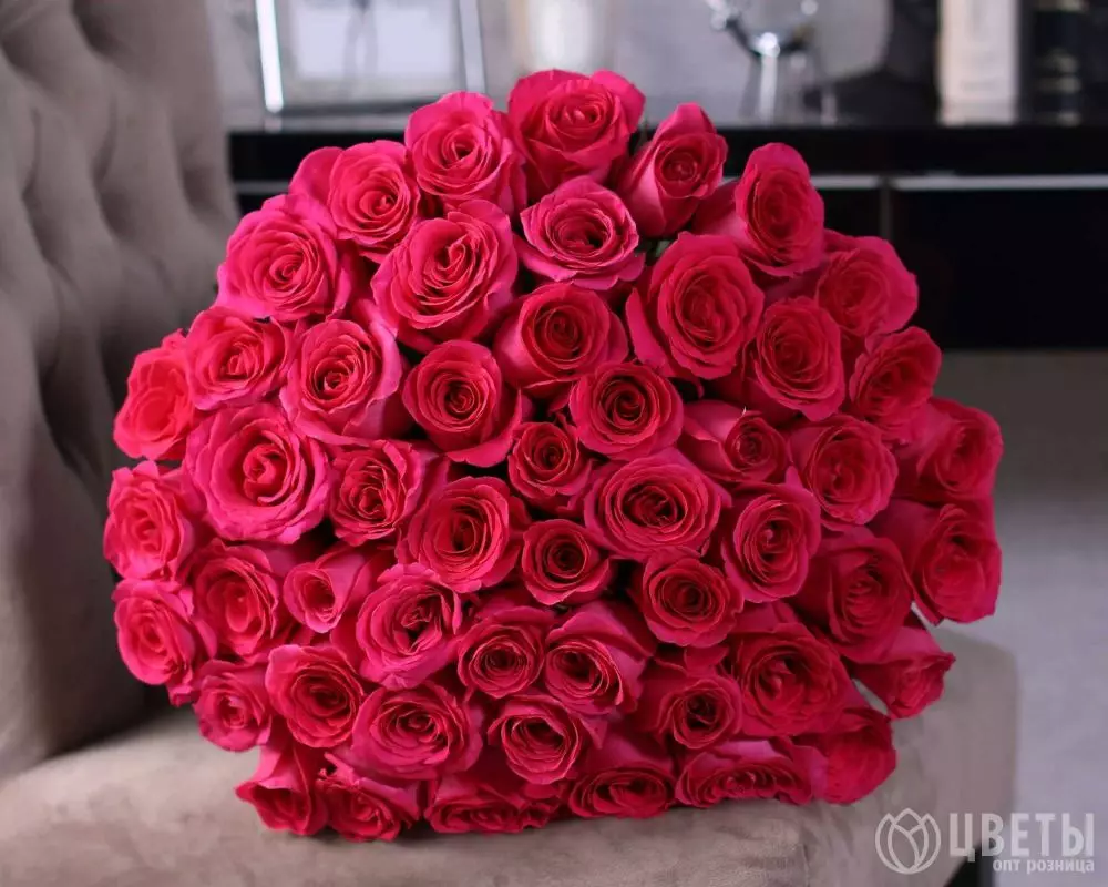 101 розовой розы Эквадор 60 см в упаковке №1