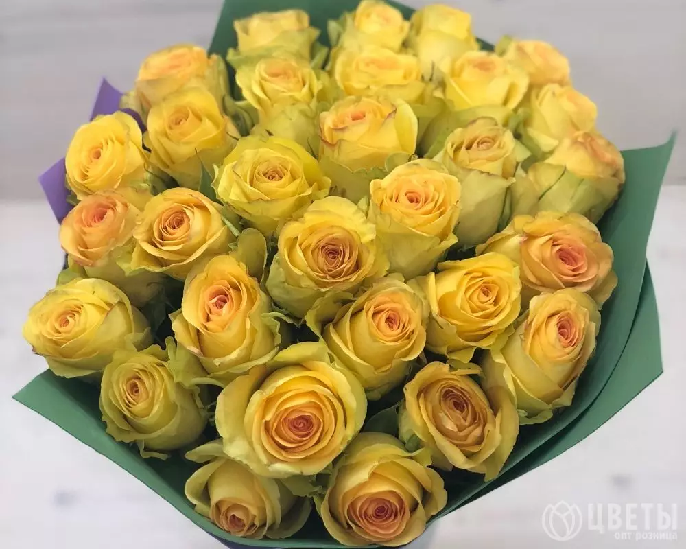 27 желтых роз Кении №1