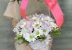 Корзина с хризантемами кустовыми «Marry» small №2