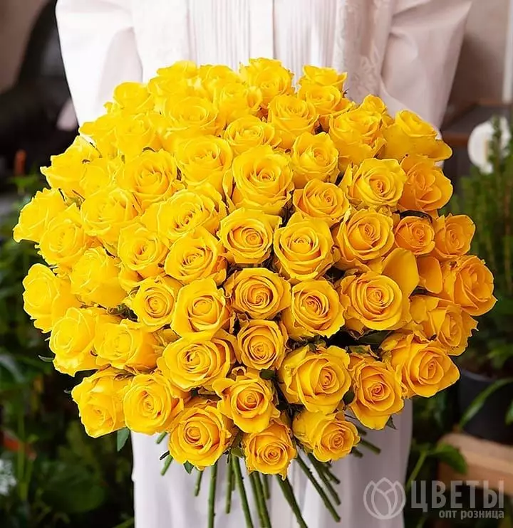 51 желтой розы 40 см №1