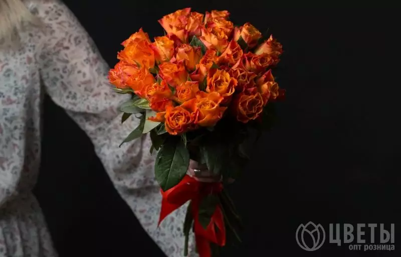 25 оранжевых роз Кения Премиум 40 см №3