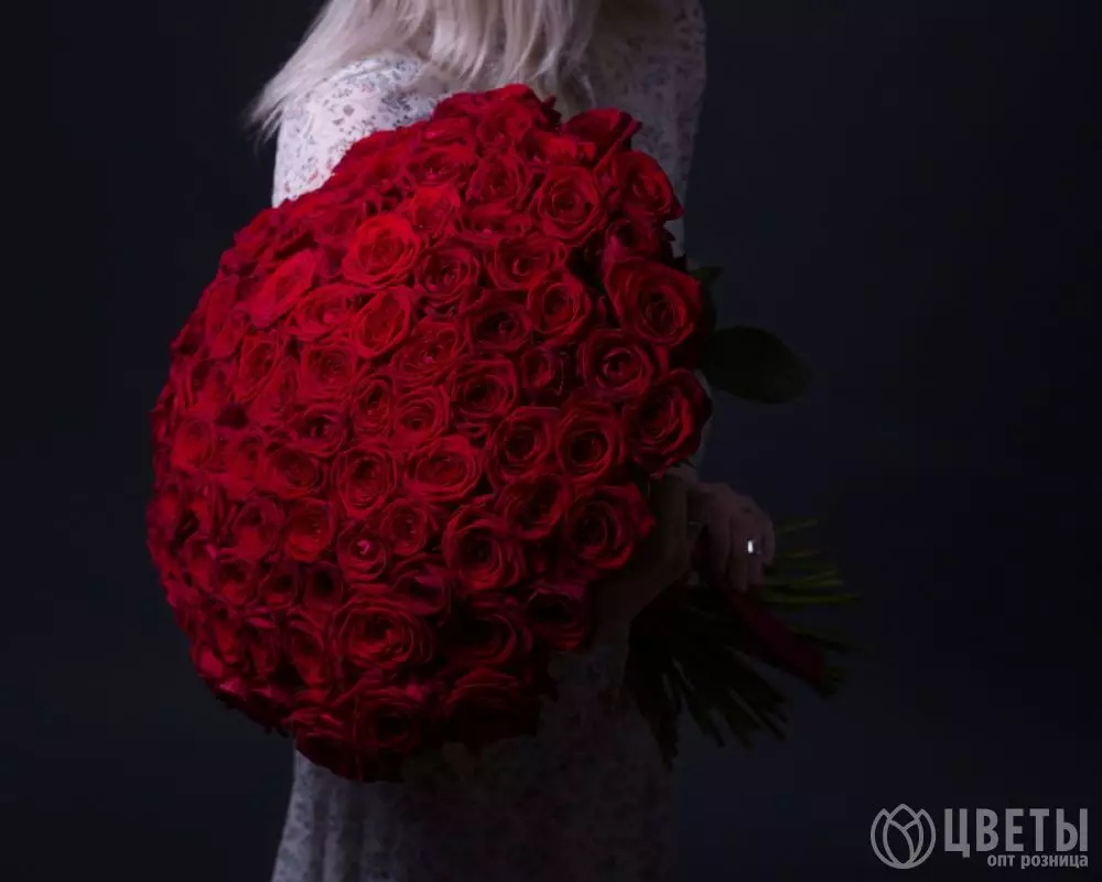 101 красной розы 60 см №1