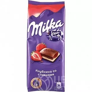 Шоколад Milka клубника со сливками №1