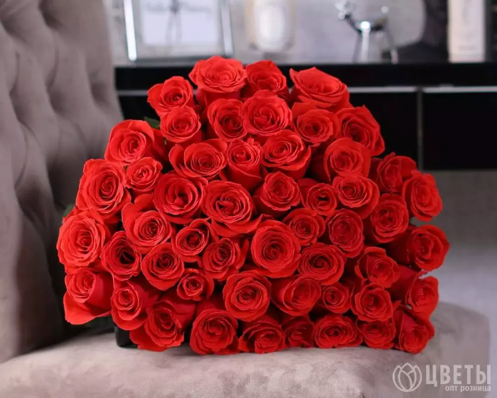 51 красной розы 60 см в упаковке №1