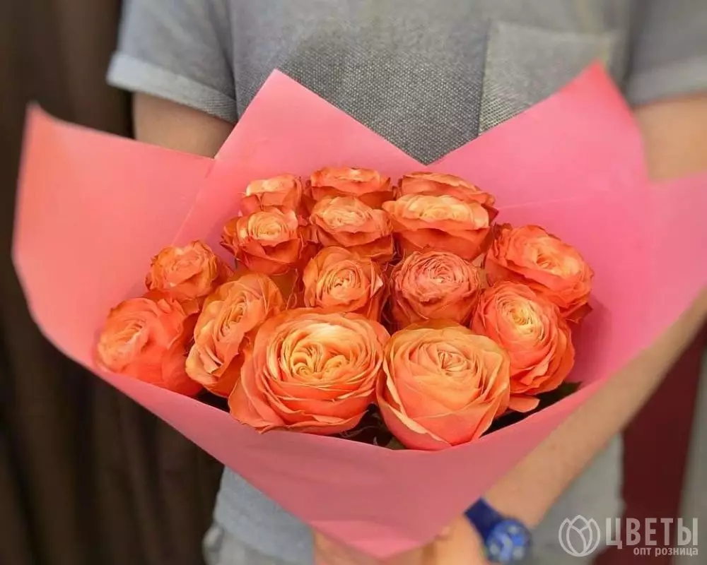 15 роз Кахала 60 см в упаковке №1
