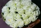 25 белых роз Эквадор 60 см в упаковке small №1